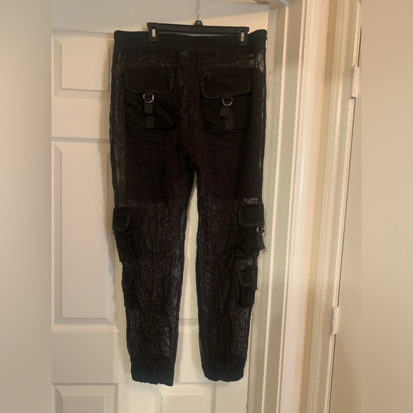 NWT Black Fishnet Rave Cargo Pants (XL) - Picture 5 of 5